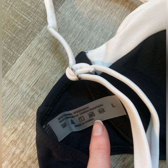 JIMMI SWIM NWT Tuxedo Bikini Set Swim Suit Size L Black White Demi Padded Cheeky - Picture 10 of 16